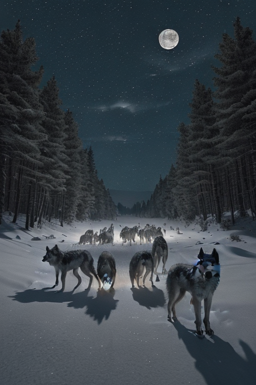 Sample - pack of wolves hunting at night.png