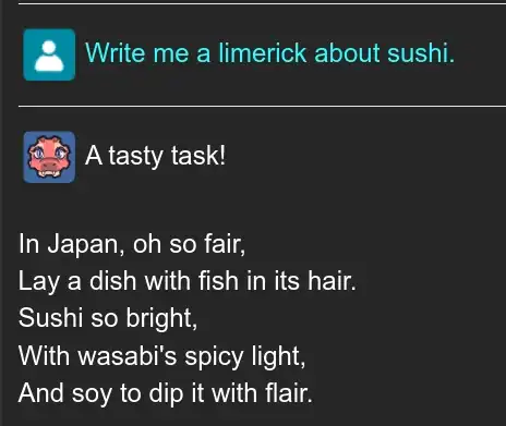 Example output - Sushi Poem