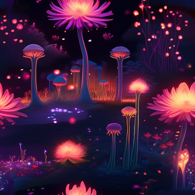 2-Wide shot of a mystical land illuminated by giant glowing flowers-2.png